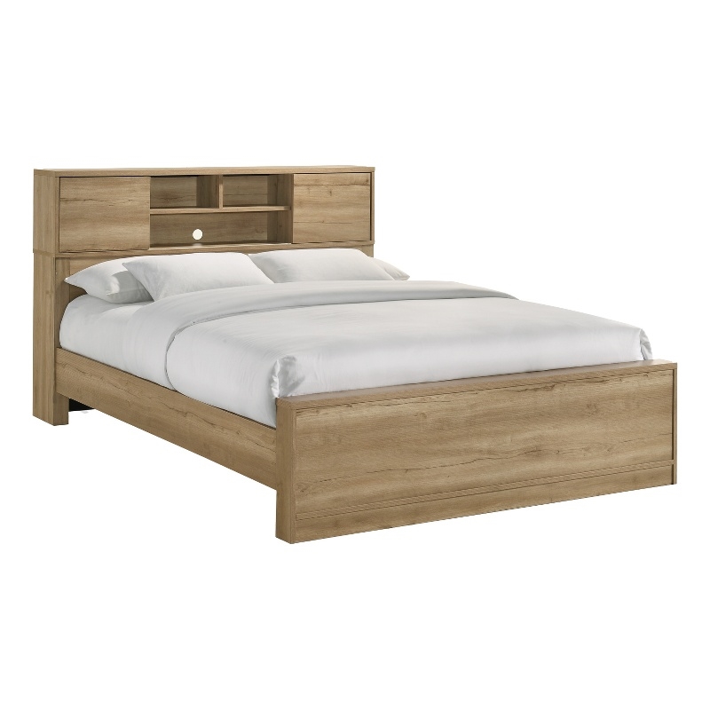 Intercon Vega Queen Bookcase Bed in Natural Nutmeg