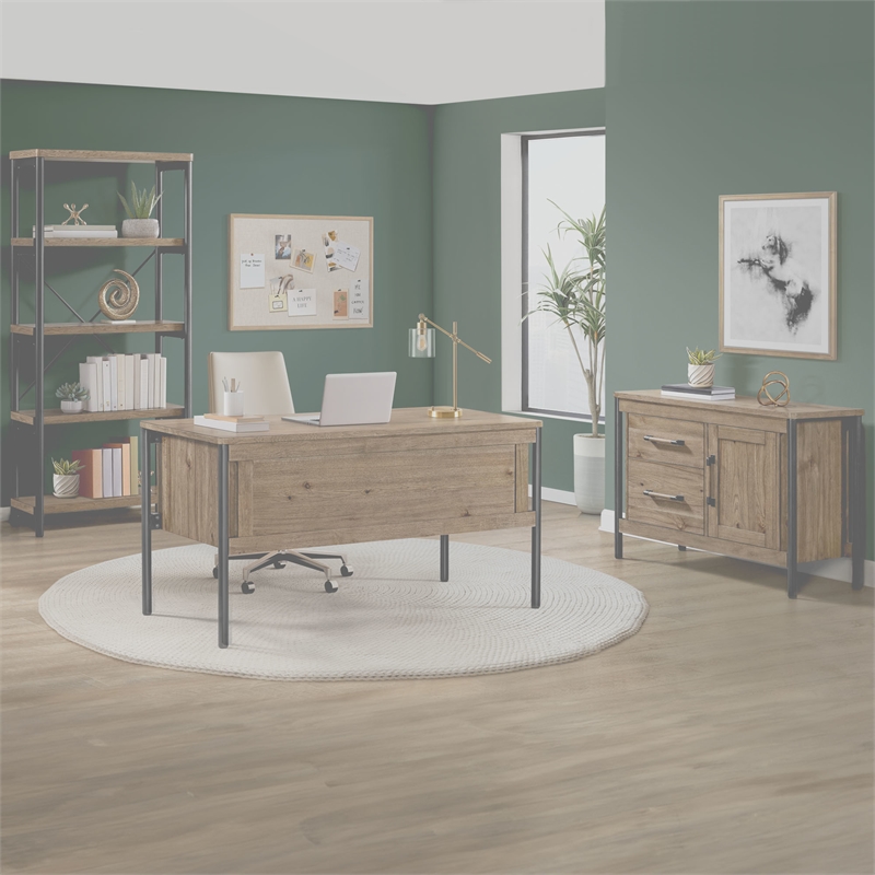 Intercon Norcross 60 Half Ped Desk in Hickory