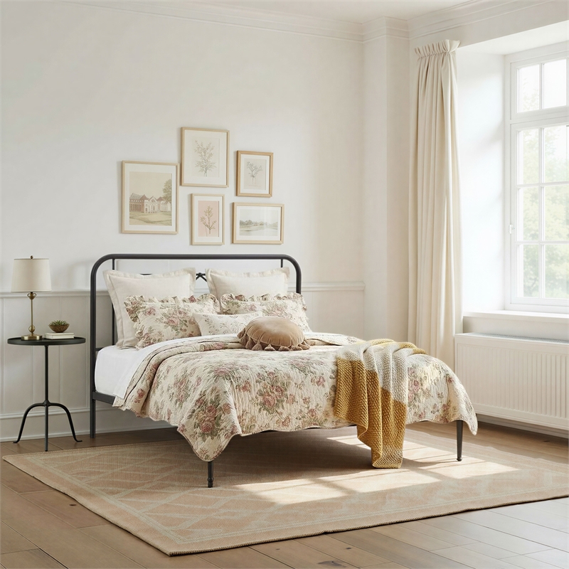 Intercon Vintage Queen Metal Bed in Matte Black