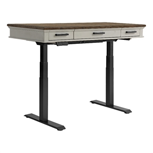 Intercon Drake Lift Desk in Rustic Gray and French Oak