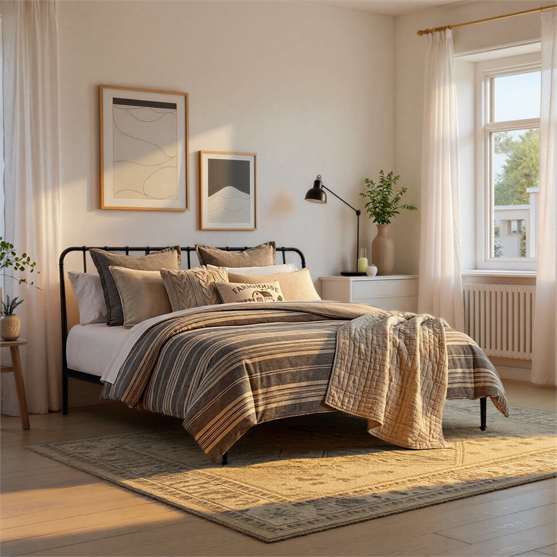 Intercon Farmhouse King Metal Bed in Matte Black