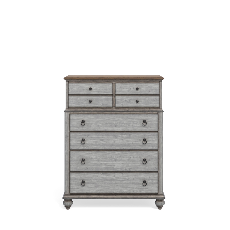 Homestyles Plymouth Wood Drawer Chest with Weathered Gray Finish