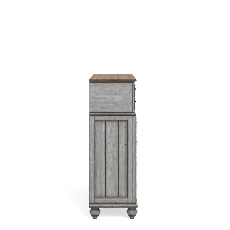 Homestyles Plymouth Wood Drawer Chest with Weathered Gray Finish