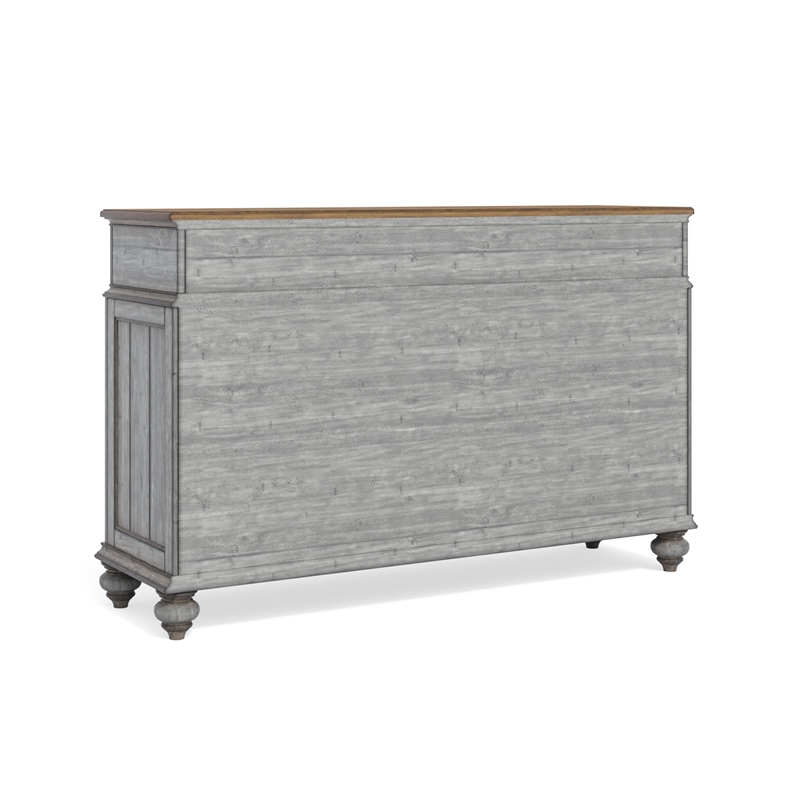 Wood Dresser with Weathered Gray Finish and Felt Lined Drawers