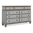 Wood Dresser with Weathered Gray Finish and Felt Lined Drawers