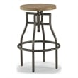 Stool with Solid Light Brown Acacia Wood Top and Metal Legs
