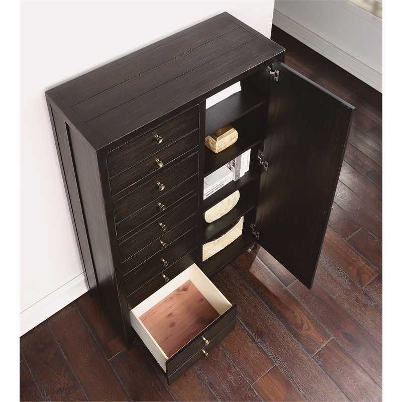 Homestyles Dawn Mid-Century Dark Brown Gentleman's Chest