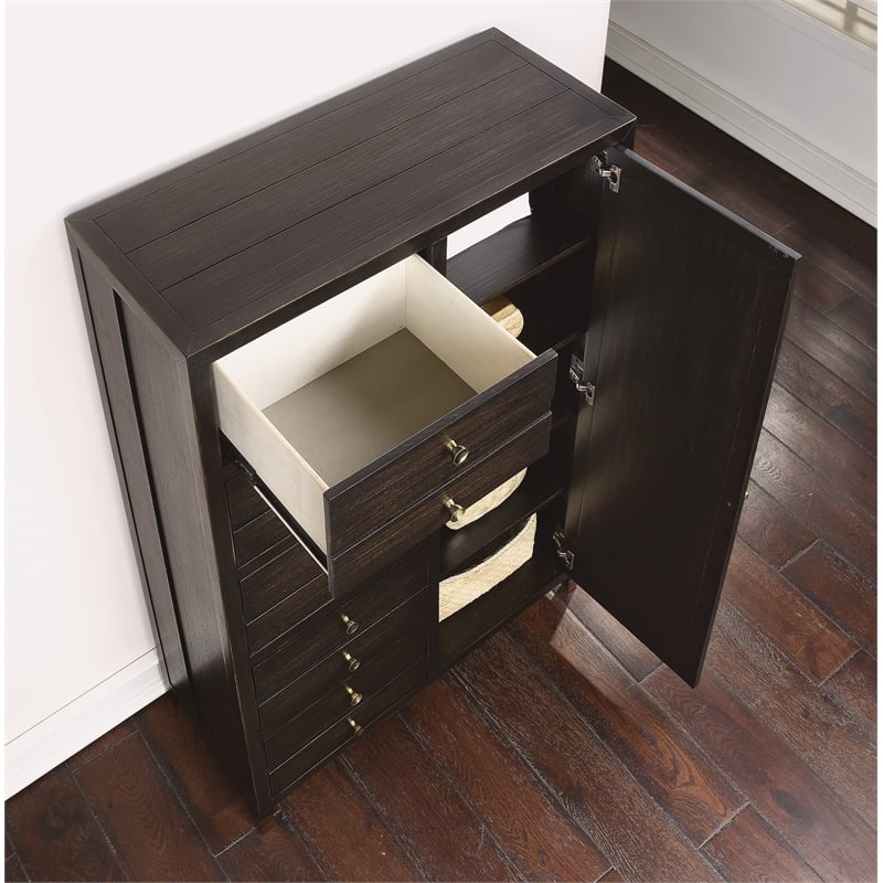 Homestyles Dawn Mid-Century Dark Brown Gentleman's Chest