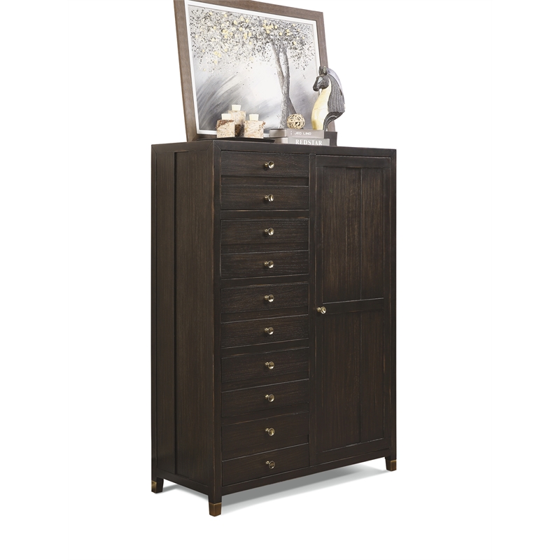 Homestyles Dawn Mid-Century Dark Brown Gentleman's Chest