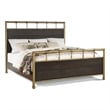 Homestyles Dawn Mid-Century Dark Brown Queen Wood and Metal Framed Bed