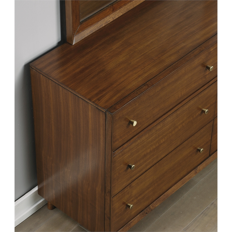 Homestyles Serenity Mid-Century Brown Wood Dresser