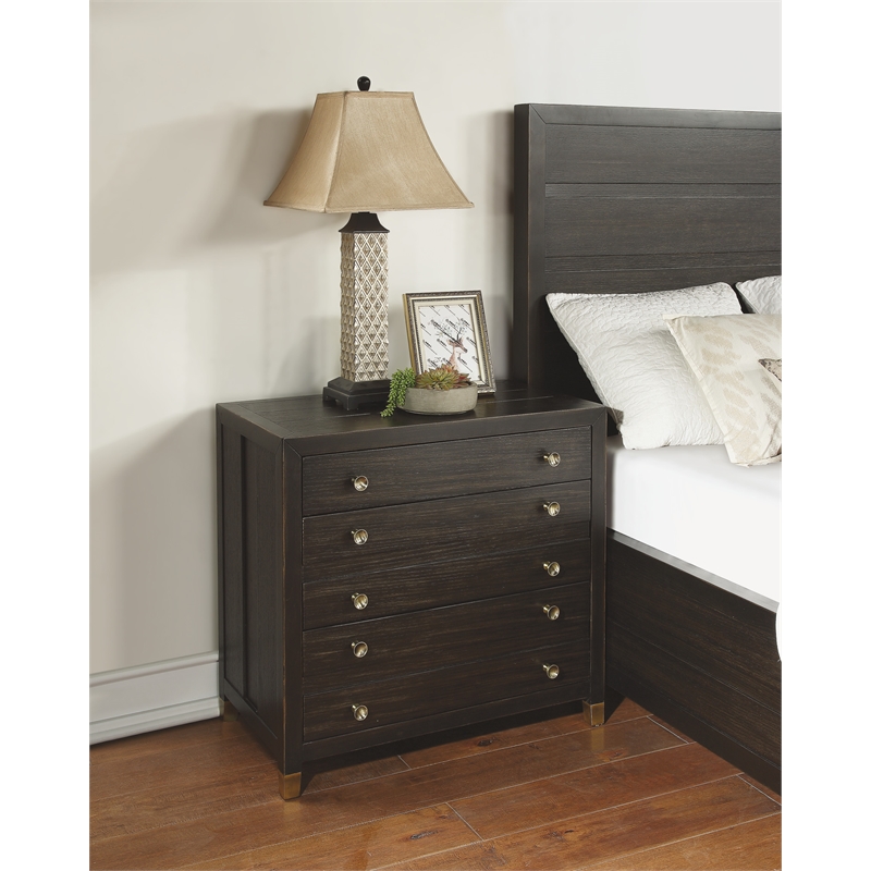 Cologne MidCentury Dark Brown Wood Nightstand Cymax Business