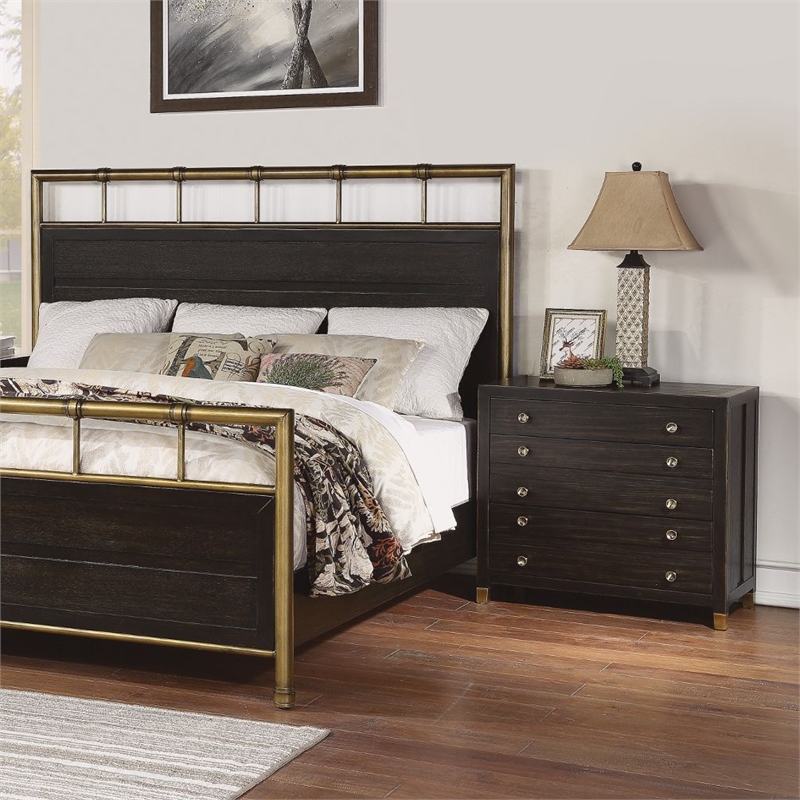 Cologne MidCentury Dark Brown Wood Nightstand Cymax Business