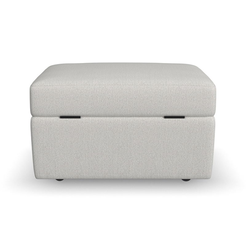Flex Beige Square Upholstered Storage Ottoman with Performance Fabric