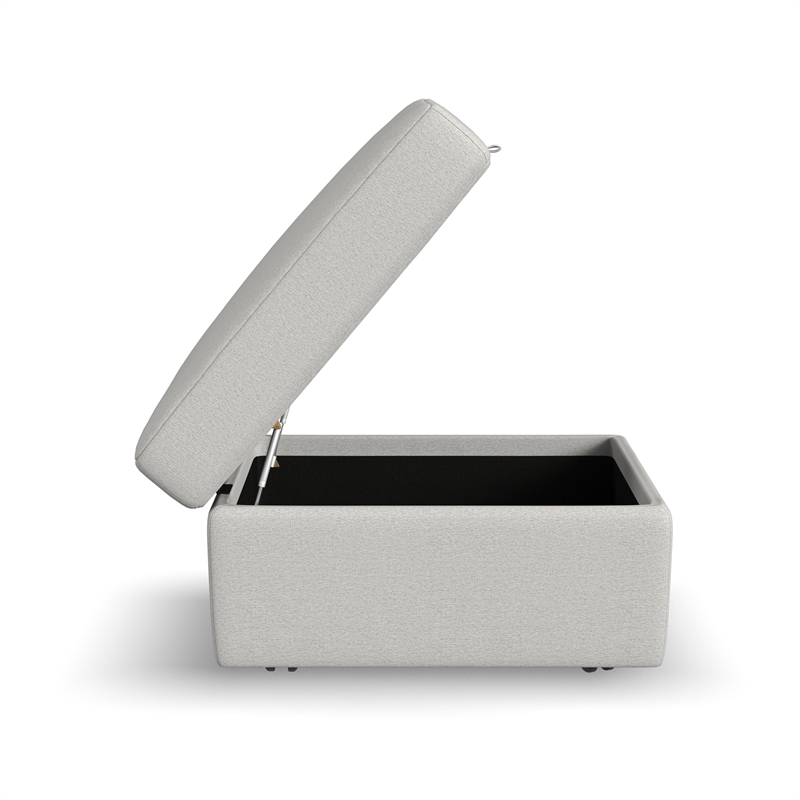 Flex Beige Square Upholstered Storage Ottoman with Performance Fabric