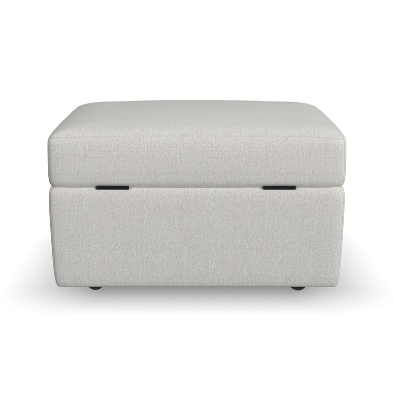 Flex Beige Square Upholstered Storage Ottoman with Performance Fabric
