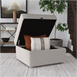 Flex Beige Square Upholstered Storage Ottoman with Performance Fabric
