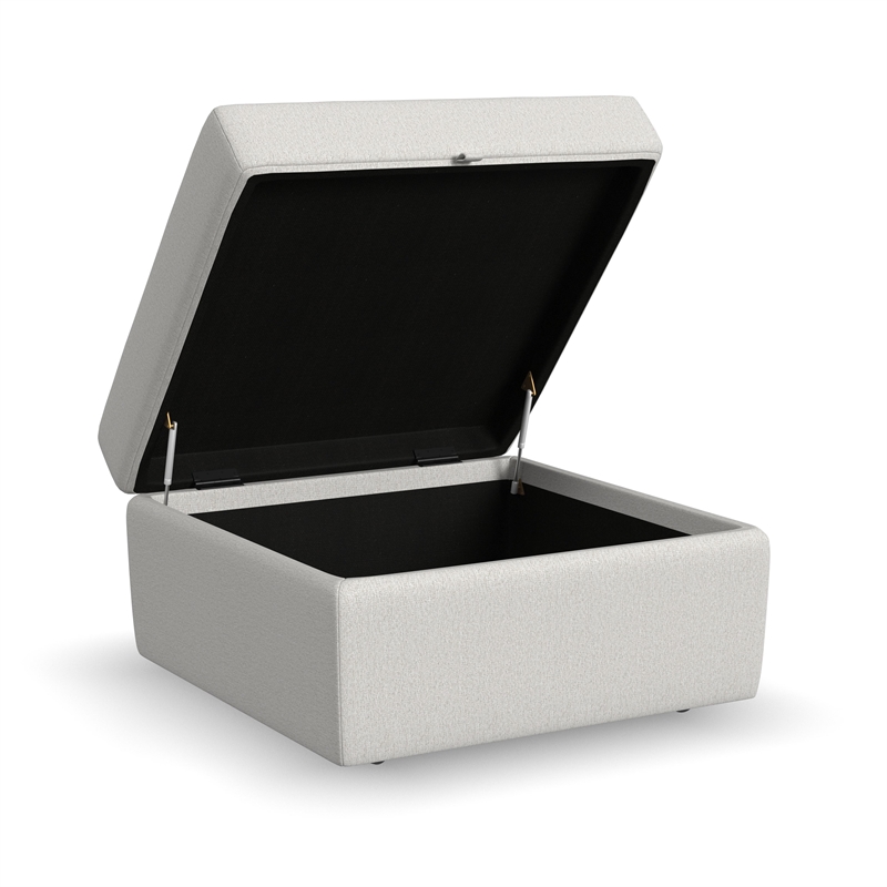 Flex Beige Square Upholstered Storage Ottoman with Performance Fabric