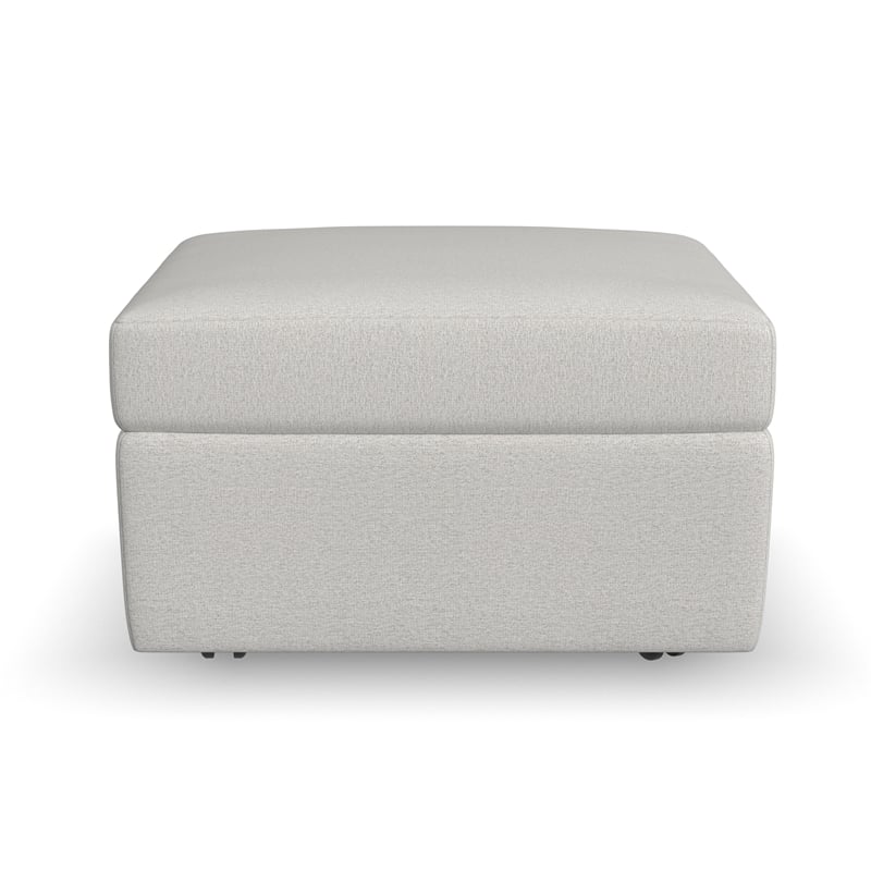 Flex Beige Square Upholstered Storage Ottoman with Performance Fabric