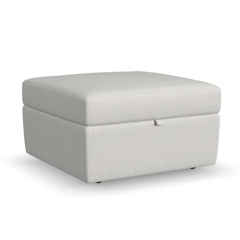 Flex Beige Square Upholstered Storage Ottoman with Performance Fabric