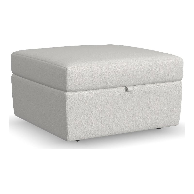 Flex Beige Square Upholstered Storage Ottoman with Performance Fabric