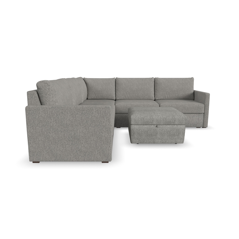 Flex Gray 5 Seat Modular Sectional Sofa and Storage Ottoman