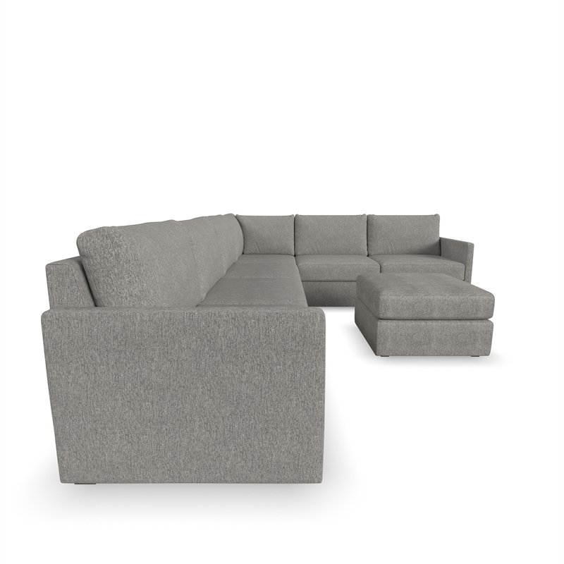 Flex Gray 6 Seat Sectional and Ottoman with Performance Fabric