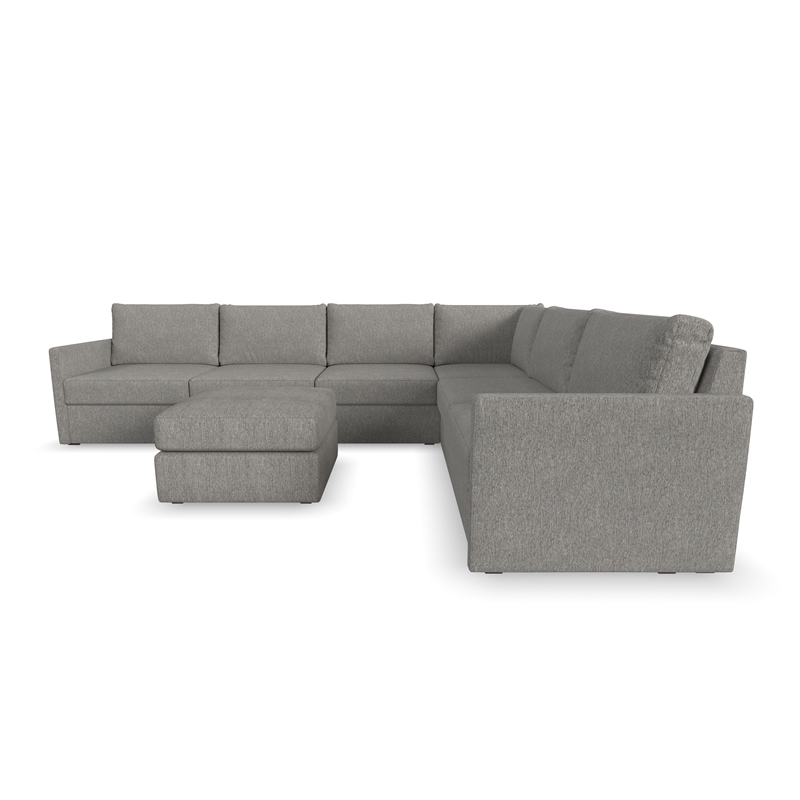Flex Gray 6 Seat Sectional and Ottoman with Performance Fabric