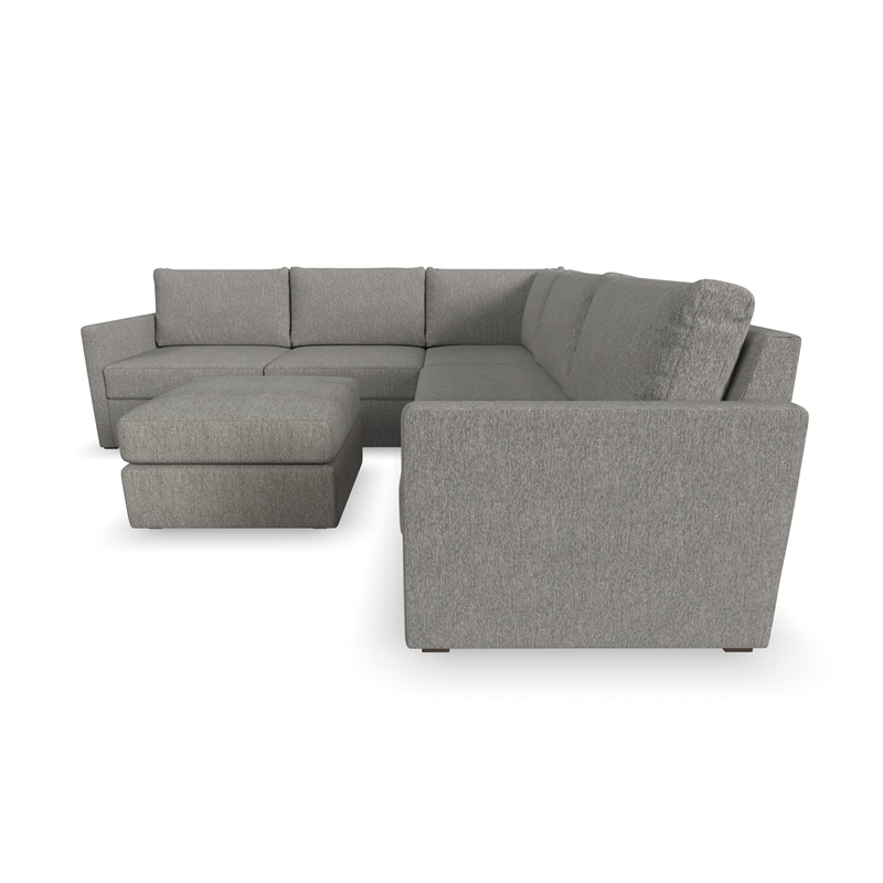 Flex Gray 5 Seat Sectional and Ottoman with with Performance Fabric