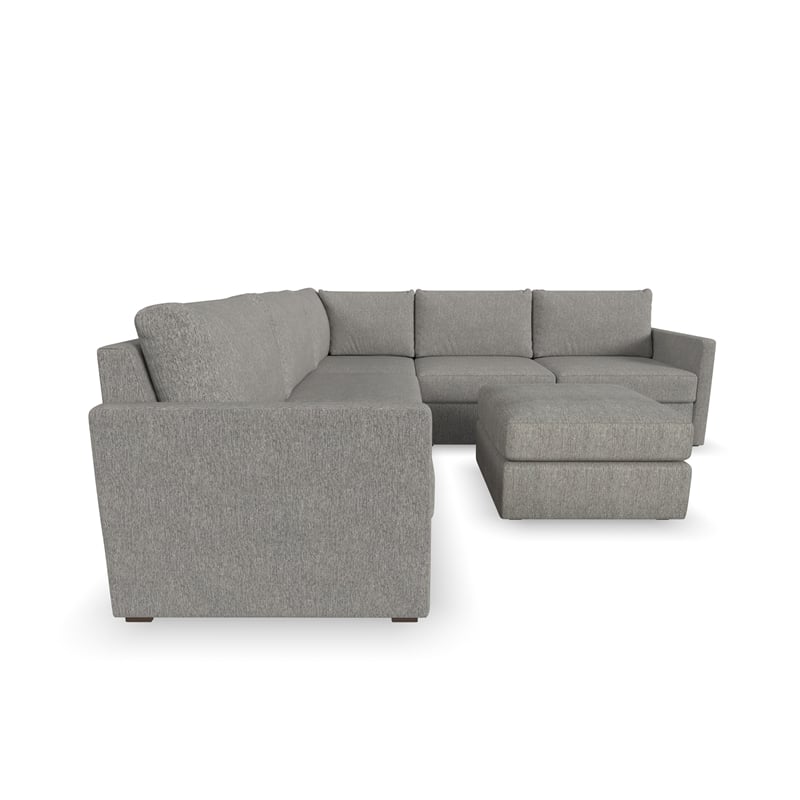 Flex Gray 5 Seat Sectional and Ottoman with with Performance Fabric