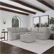 Flex Beige 5 Seat Sectional and Storage Ottoman with Performance Fabric
