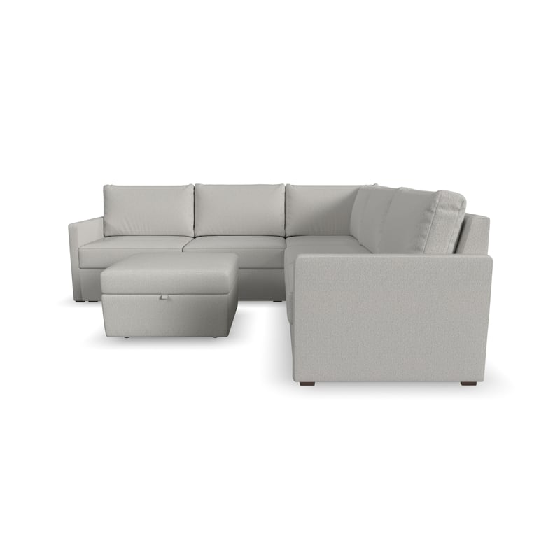 Flex Beige 5 Seat Sectional and Storage Ottoman with Performance Fabric
