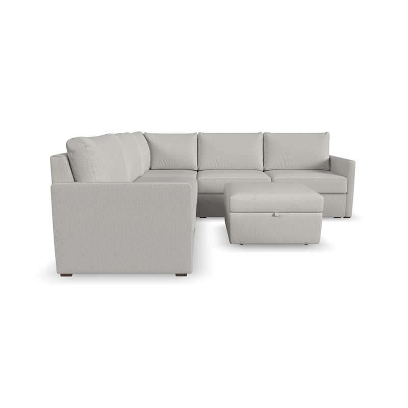 Flex Beige 5 Seat Sectional and Storage Ottoman with Performance Fabric