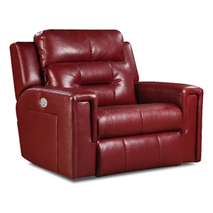 southern motion excel leather power headrest chair and a half in red