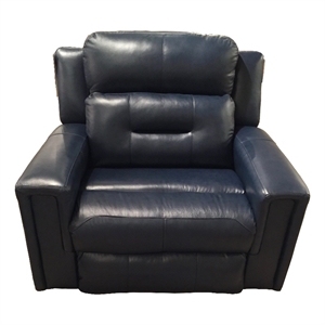southern motion excel leather power headrest reclining chair and a half in blue