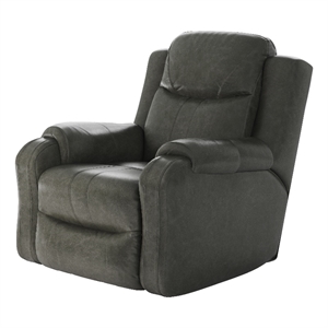southern motion marvel leather rocker recliner with power headrest in slate gray