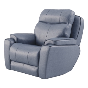 southern motion showstopper leather power headrest rocker recliner in blue