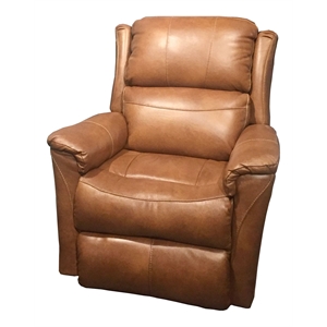 southern motion shimmer leather power headrest rocker recliner in amber brown