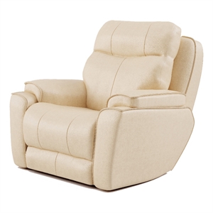 southern motion showstopper leather power rocker recliner w/ massage in cream