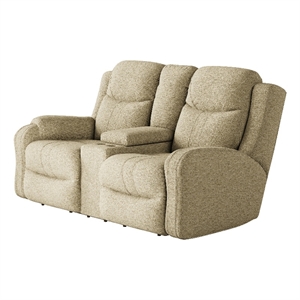 southern motion marvel fabric power headrest reclining console loveseat in beige