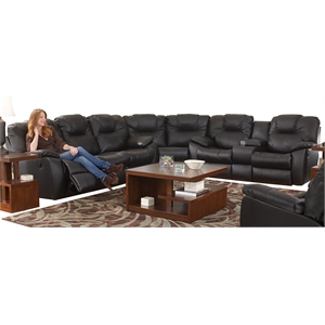 southern motion avalon leather reclining sectional in onyx black