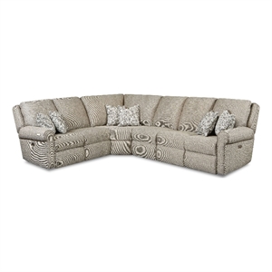 southern motion key note fabric power headrest reclining sectional in gray