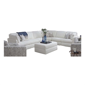 southern motion next gen fabric power recline sectional & ottoman in off white