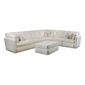 southern motion next gen fabric power recline sectional w/ ottoman in off white