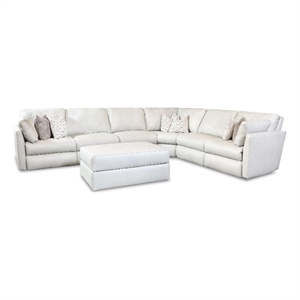 southern motion next gen leather power recline sectional & ottoman in off white