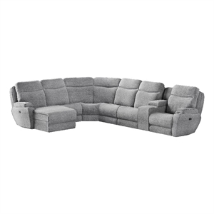 southern motion showstopper fabric power reclining sectional console in gray