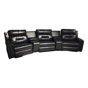 southern motion excel leather power headrest home theater group in black