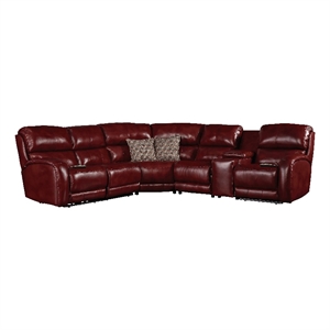 southern motion fandango leather socozi massage power reclining sectional in red