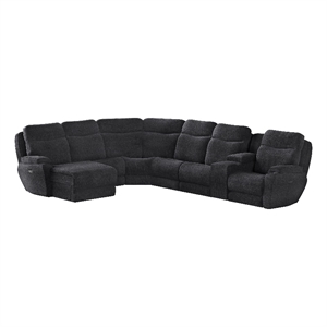 southern motion showstopper fabric power reclining sectional in gray/charcoal