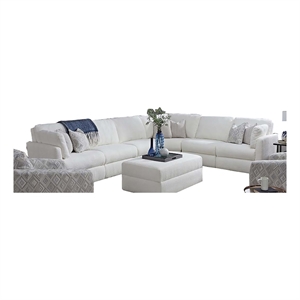 southern motion next gen fabric power headrest reclining sectional in off white